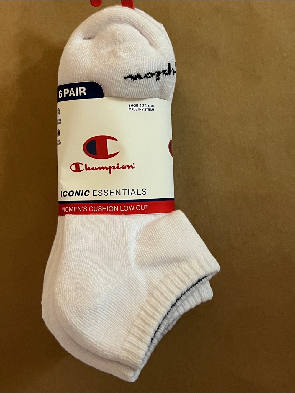 Champion Women's Low-Cut Cushion Socks - White with Black Trim